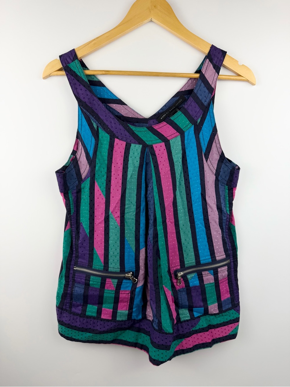 Marc By Marc Jacobs Vintage Y2K Striped Polka Dot Pleated Tank 10